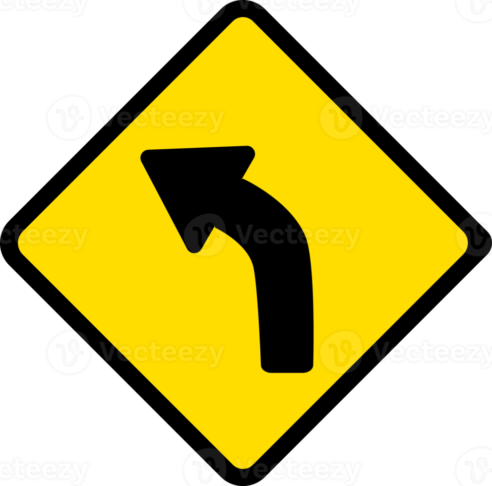Curve to left, Road signs, warning signs icons. png