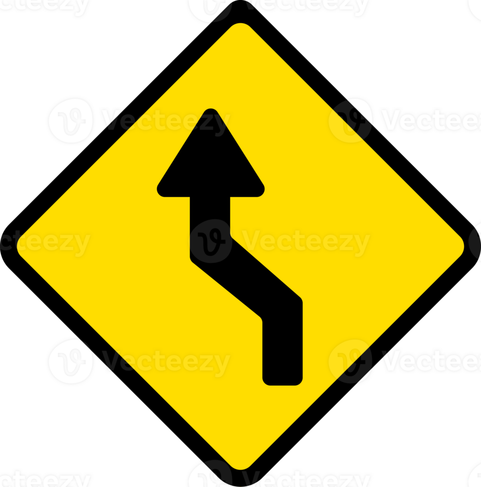 Duplo curva, primeiro para esquerda, estrada sinais, Atenção sinais ícones. png