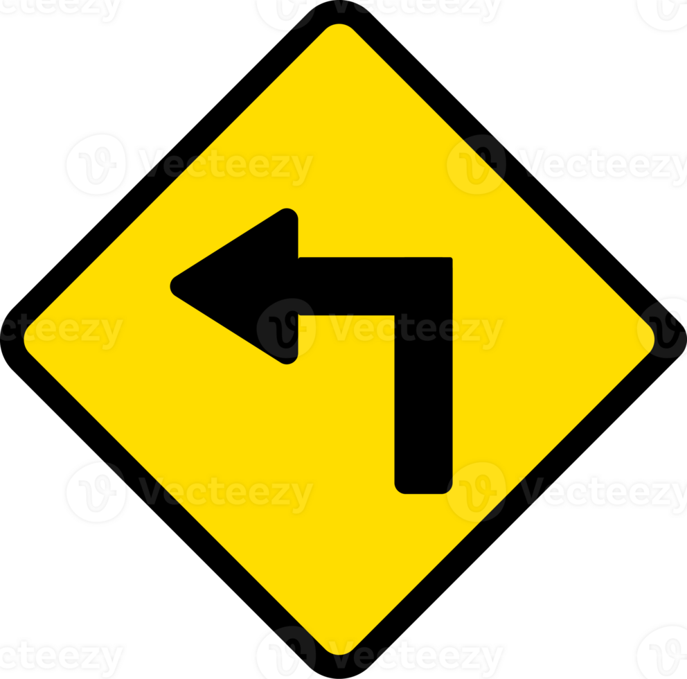 Scharf Kurve zu links, Straße Zeichen, Warnung Zeichen Symbole. png