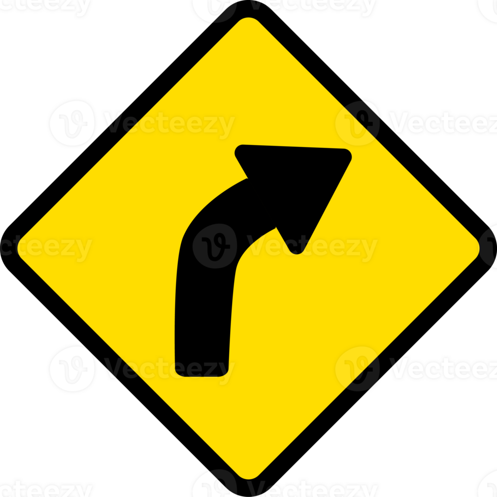 Curve to right, Road signs, warning signs icons. png