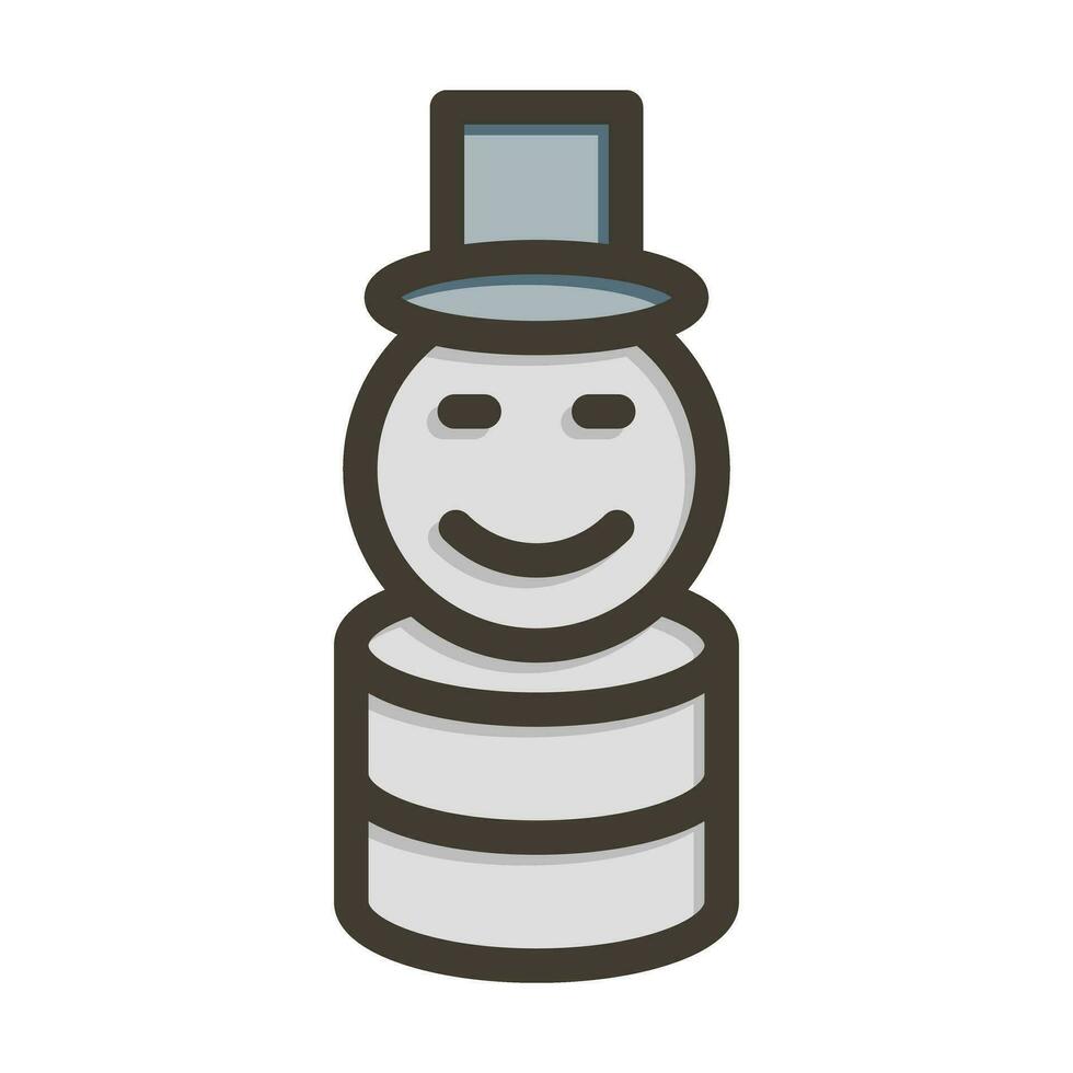 Snowman Without Snow Vector Thick Line Filled Colors Icon For Personal And Commercial Use.