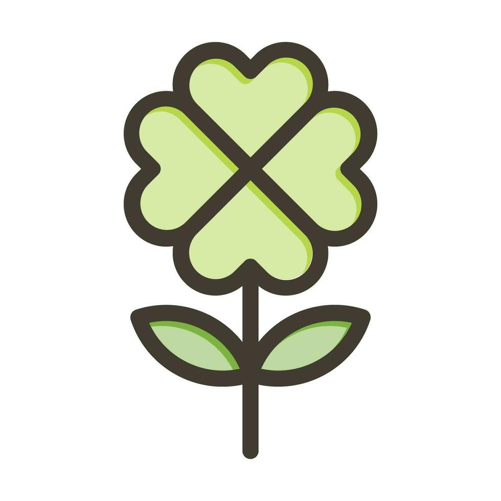 Four Leaf Clover Vector Thick Line Filled Colors Icon For Personal And Commercial Use.