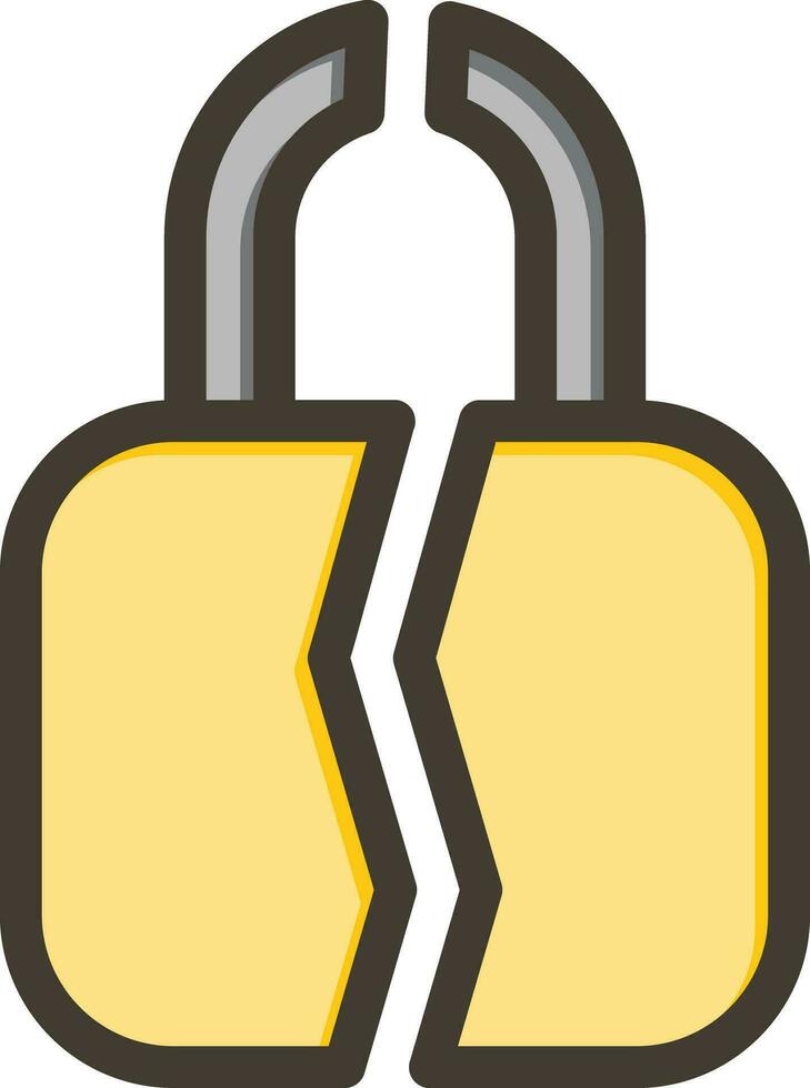 Broken Lock Vector Thick Line Filled Colors Icon For Personal And Commercial Use.