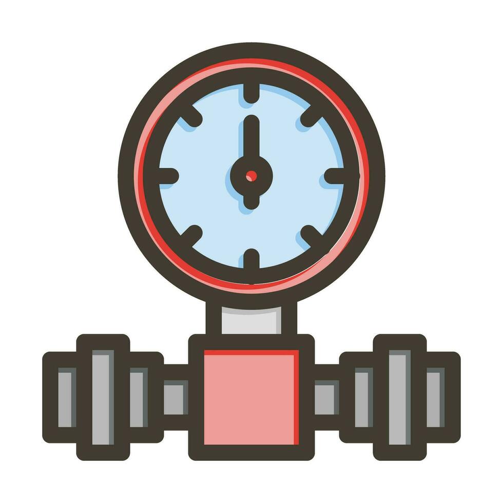 Pressure Gauge Vector Thick Line Filled Colors Icon For Personal And Commercial Use.