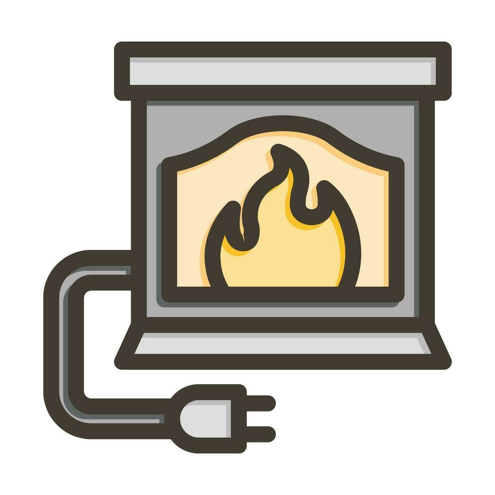 Electric Fireplace Vector Thick Line Filled Colors Icon For Personal And Commercial Use.