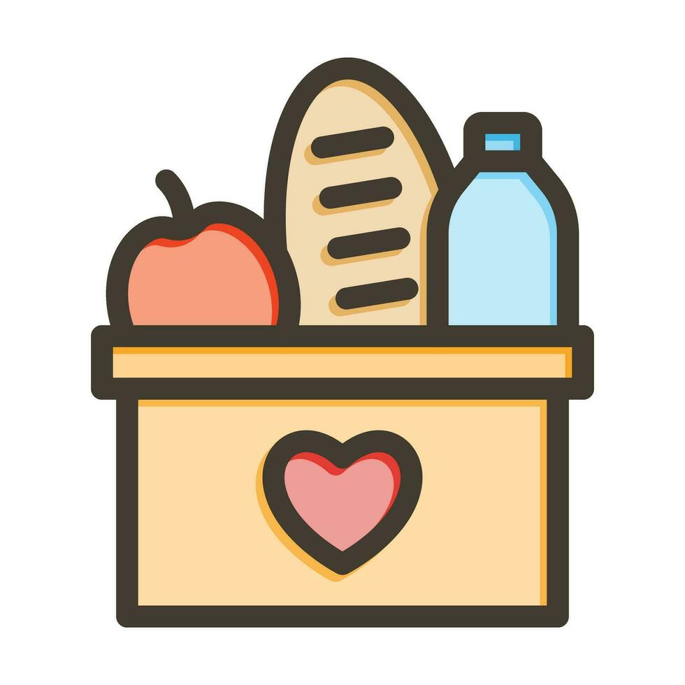 comida donación vector grueso línea lleno colores icono para personal y comercial usar.