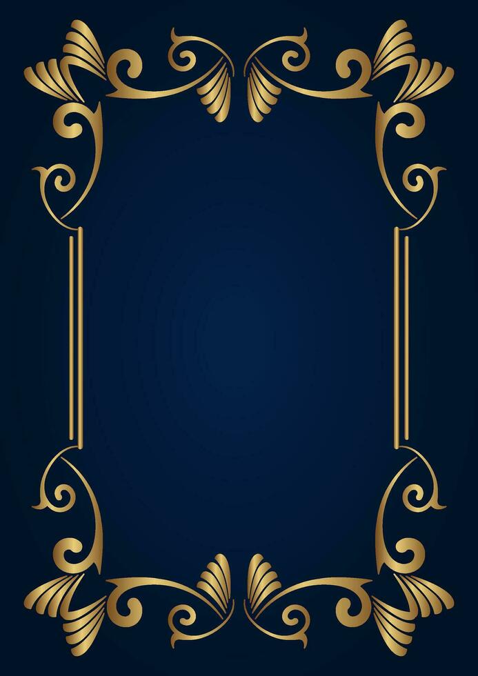 Vintage frame gold floral ornament vector