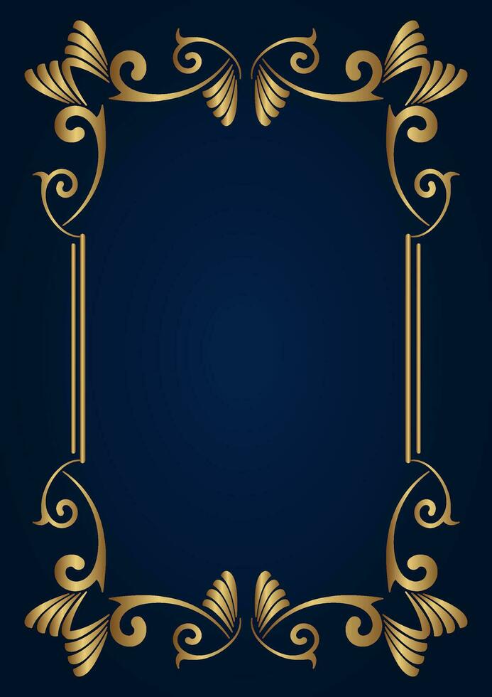 Vintage frame gold floral ornament vector