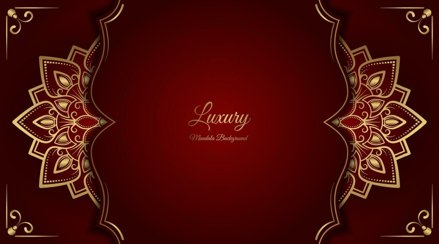 Red luxury background  with mandala ornament vector