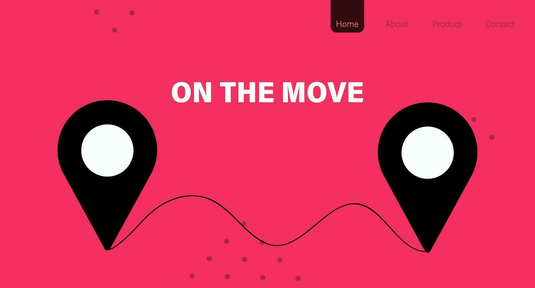 On the move. A linear path from a map point to a point. The concept of moving and trekking vector