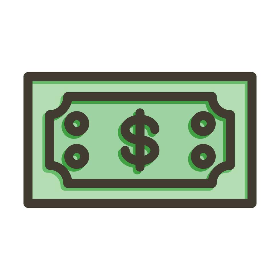billete de banco vector grueso línea lleno colores icono para personal y comercial usar.