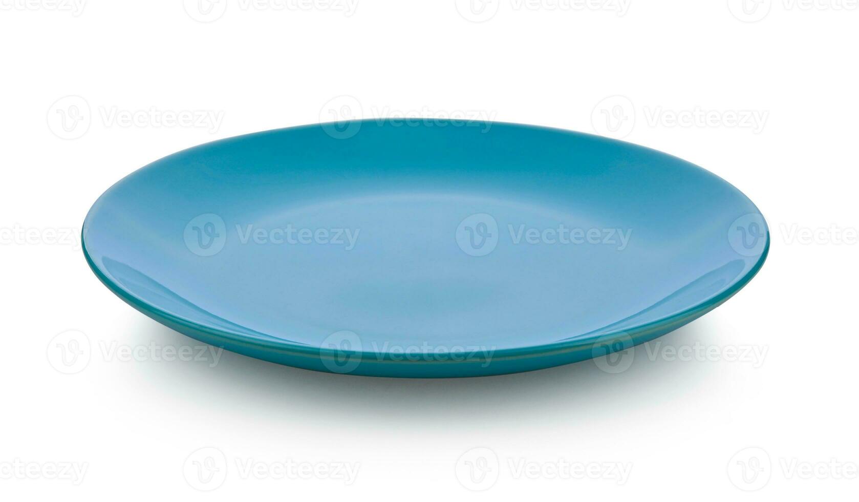 blue ceramic plate on white background photo