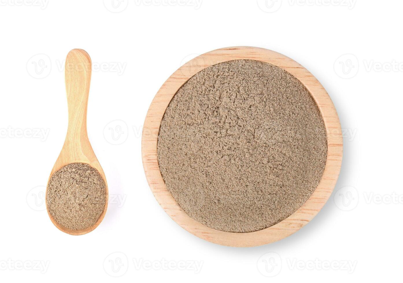 Houjicha Hojicha tea powder isolated on white. Top view photo