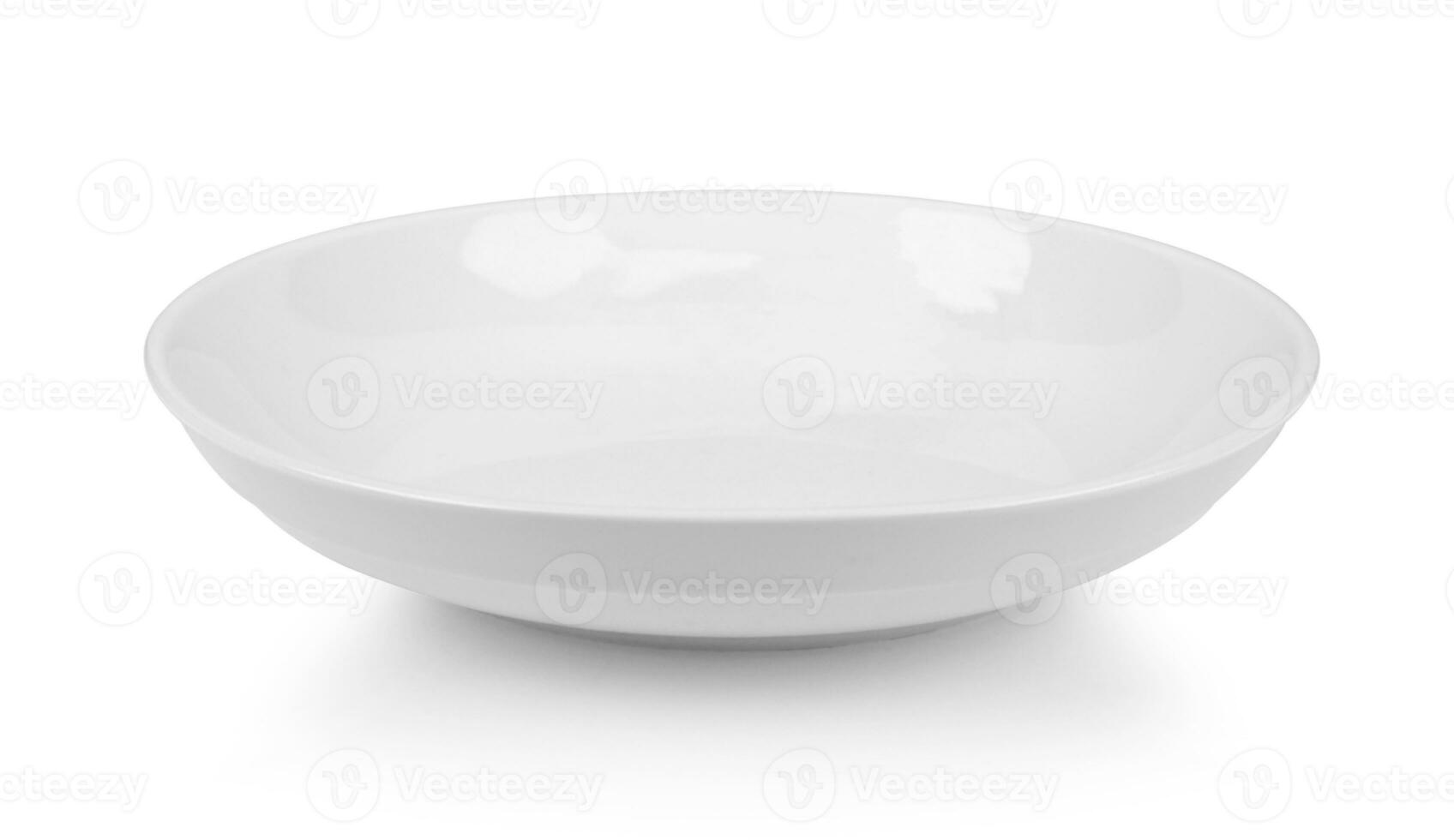Ceramic plate isolated on white background photo