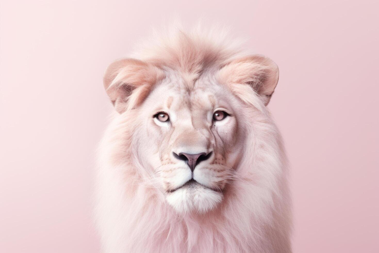 Lion On Pastel Color Background Minimalist AI Generative photo