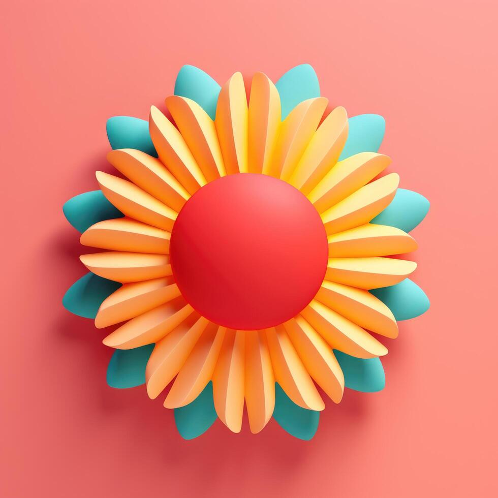 3d Flower Design Colorful Minimalism AI Generative photo