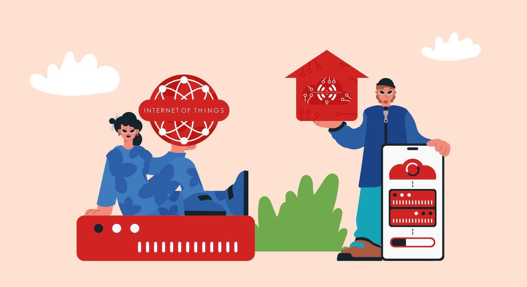 Two people holding up a red sign that says secure vector