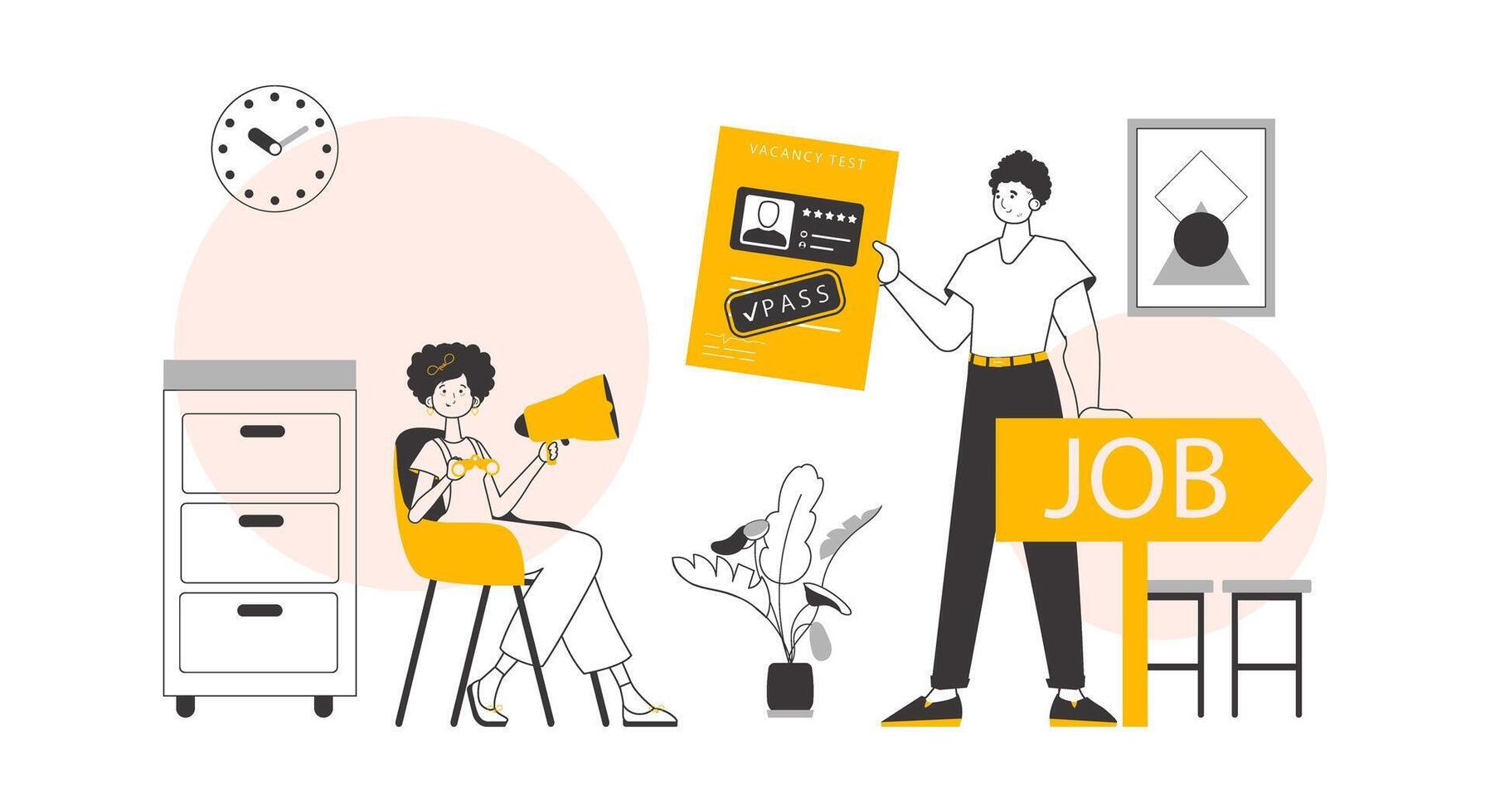 HR concept. Modern linear style. Vector. vector