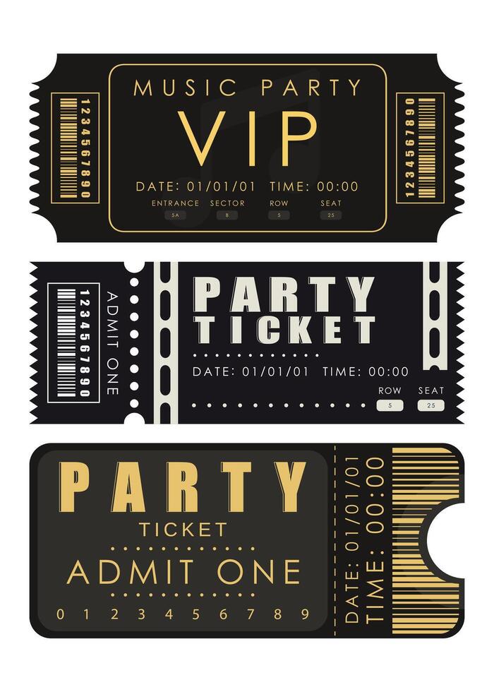 Ticket set. Pass card design. Isolated on white background. . vector