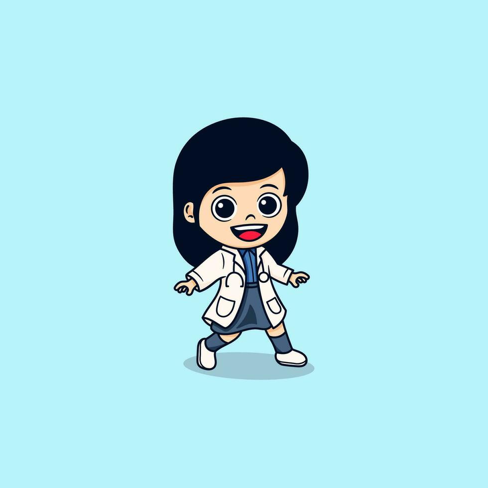 cute woman doctor with stethoscope vector