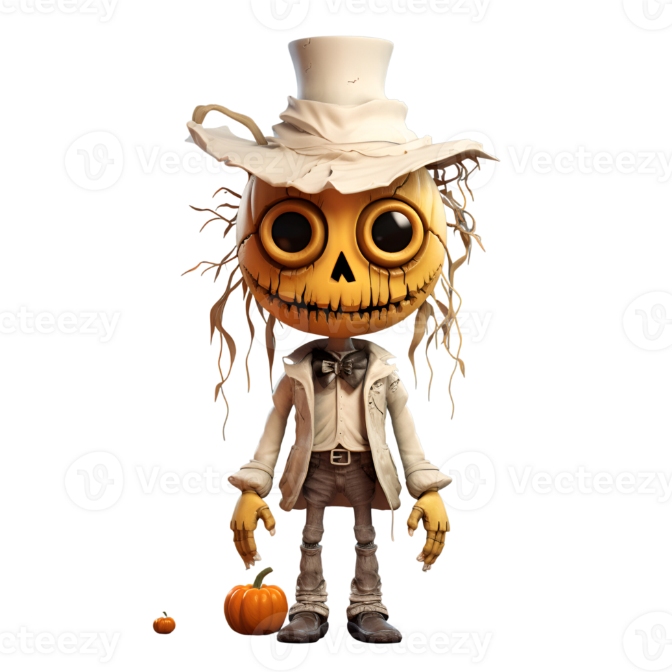 Halloween Style Straw Man Scarecrows No Background Applicable to any Context Perfect for Print on Demand Merchandise AI Generative png