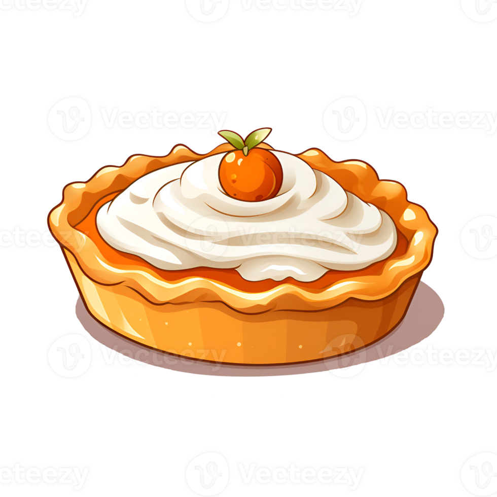 Cartoon Style Pumpkin Pie Pumpkin Dessert Pumpkin Cake No Background Applicable to Any Context Perfect for Print on Demand Merchandise Ai Generated png