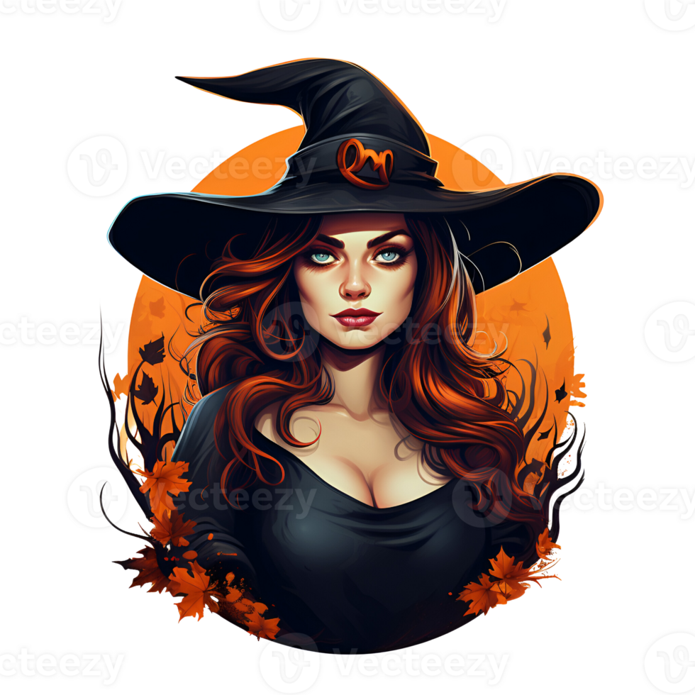 Cartoon Style Halloween Witch No Background Applicable to any context perfect for print on demand merchandise AI Generative png