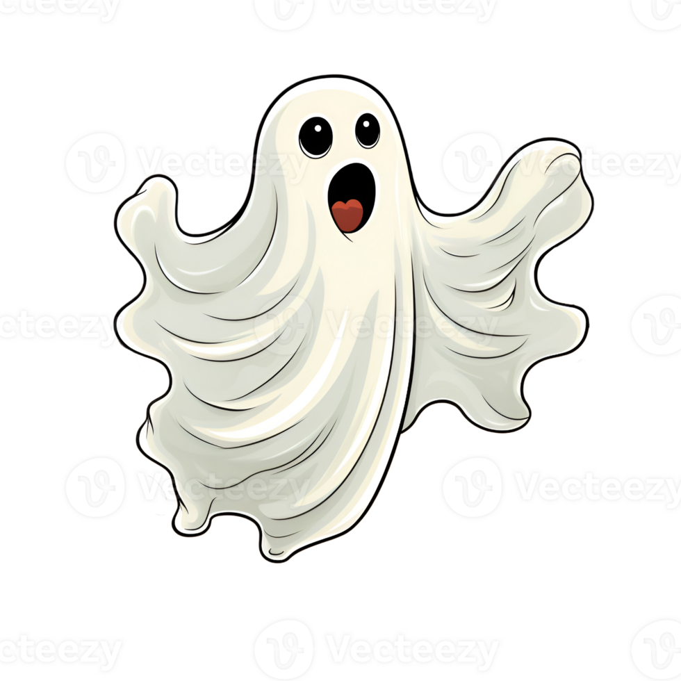 Cartoon Style Halloween Ghost No Background Applicable to any Context Perfect for Print on Demand Merchandise AI Generative png