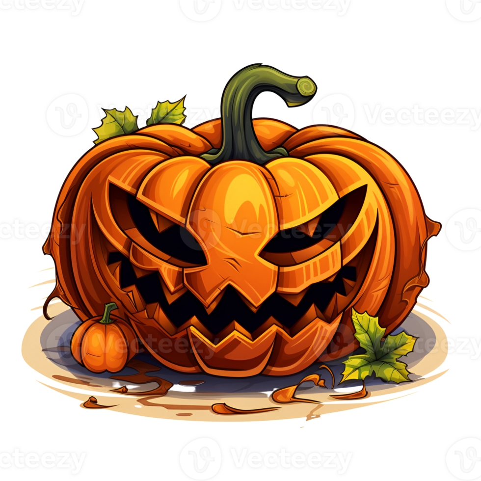 Cartoon Style Halloween Pumpkin No Background Applicable to any Context Perfect for Print on Demand Merchandise Ai Generated ai generative ai generative png