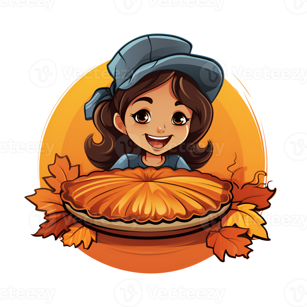 Cartoon Style Pumpkin Pie Pumpkin Dessert Pumpkin Cake No Background Applicable to Any Context Perfect for Print on Demand Merchandise Ai Generated png