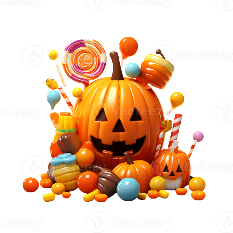 Cartoon 3D Style Halloween Candies No Background Applicable to any Context Perfect for Print On Demand Merchandise AI Generative png
