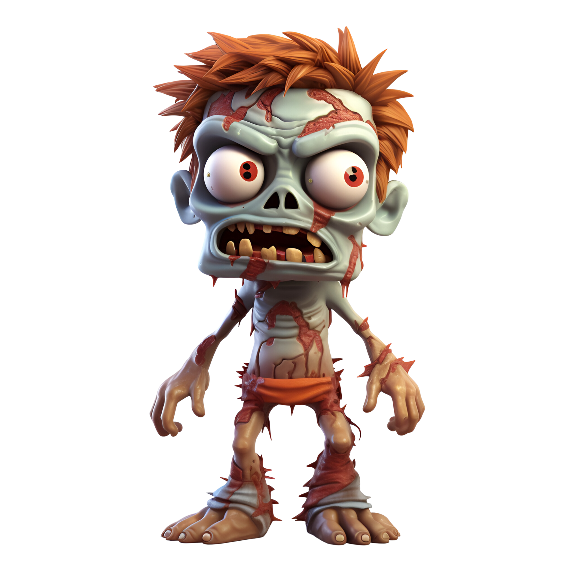 Cartoon 3D Style Halloween Zombie Character No Background Applicable to
