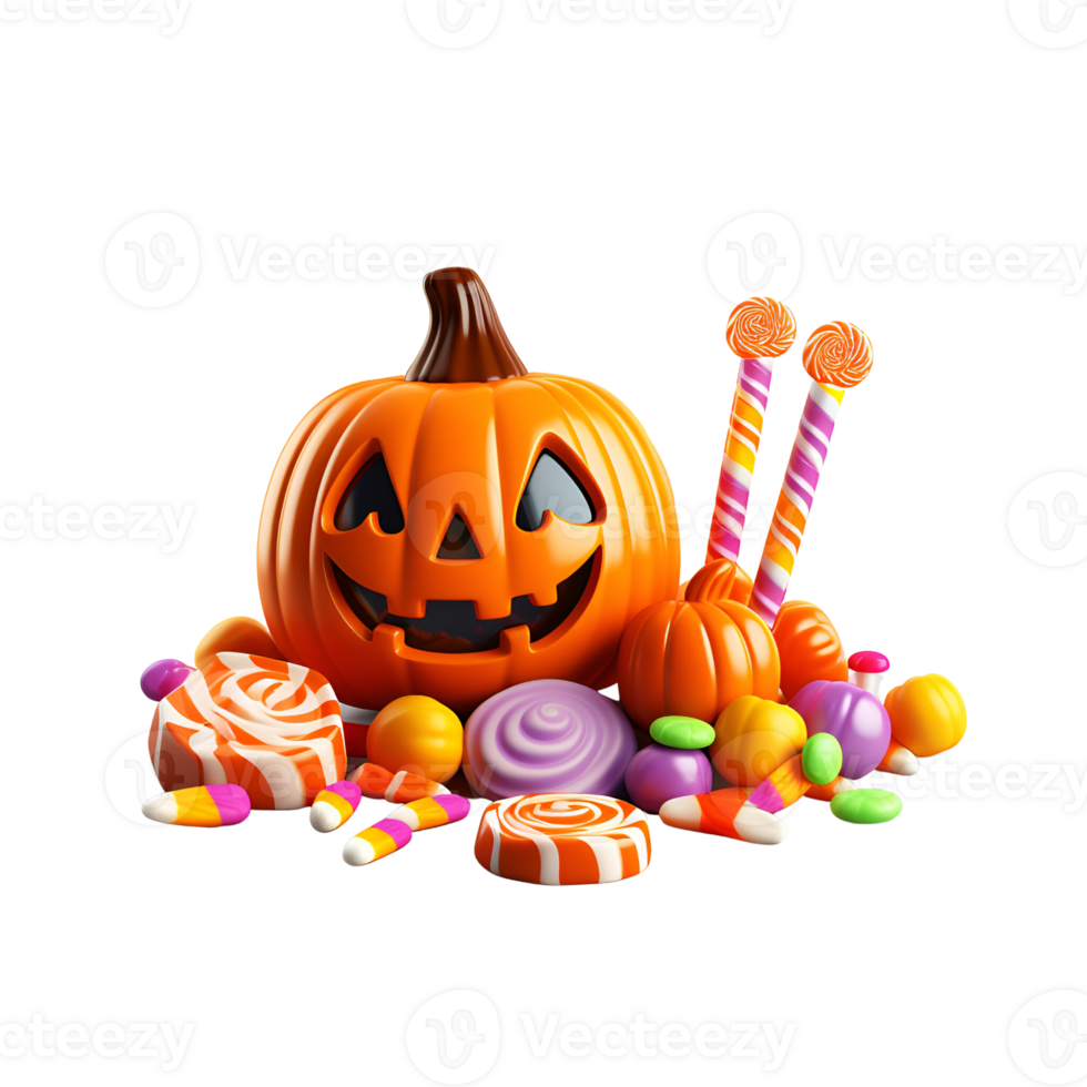 Cartoon 3D Style Halloween Candies No Background Applicable to any Context Perfect for Print On Demand Merchandise AI Generative png