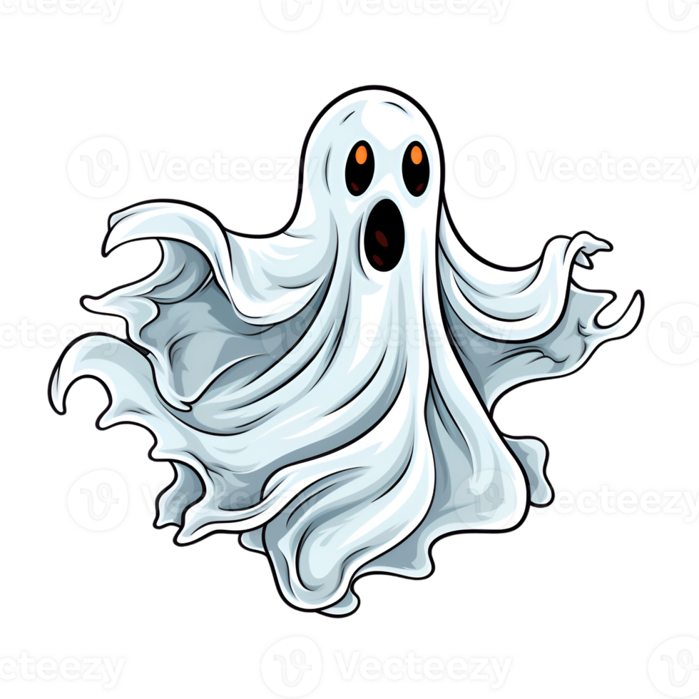 Cartoon Style Halloween Ghost No Background Applicable to any Context Perfect for Print on Demand Merchandise AI Generative png