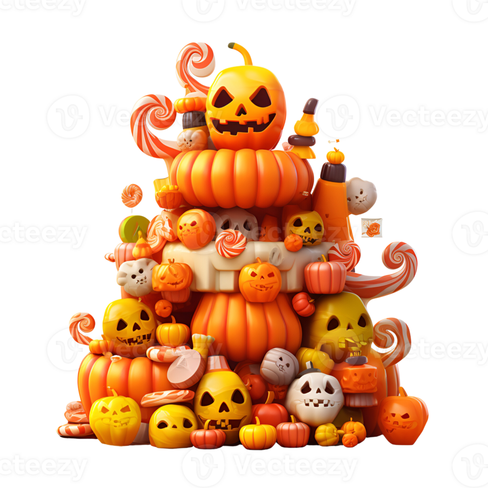 Cartoon 3D Style Halloween Candies No Background Applicable to any Context Perfect for Print On Demand Merchandise AI Generative png