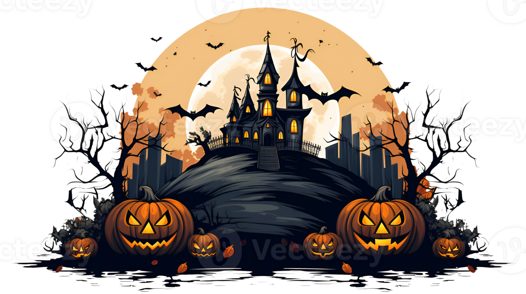 Halloween Theme Banner Poster No Background Applicable to any Context Perfect for Print on Demand Merchandise ai generative png
