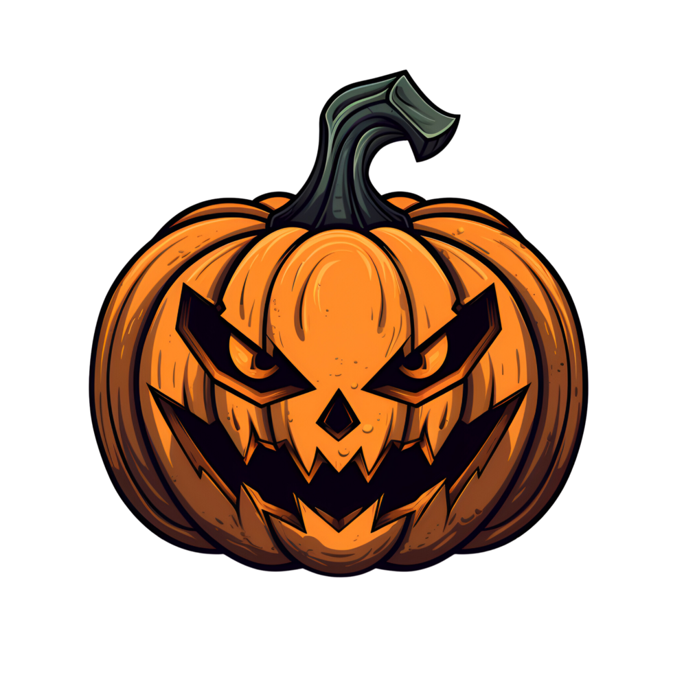 Cartoon Style Halloween Scary Pumpkin No Background Image Applicable to any Context Perfect for Print on Demand Merchandise AI Generative png