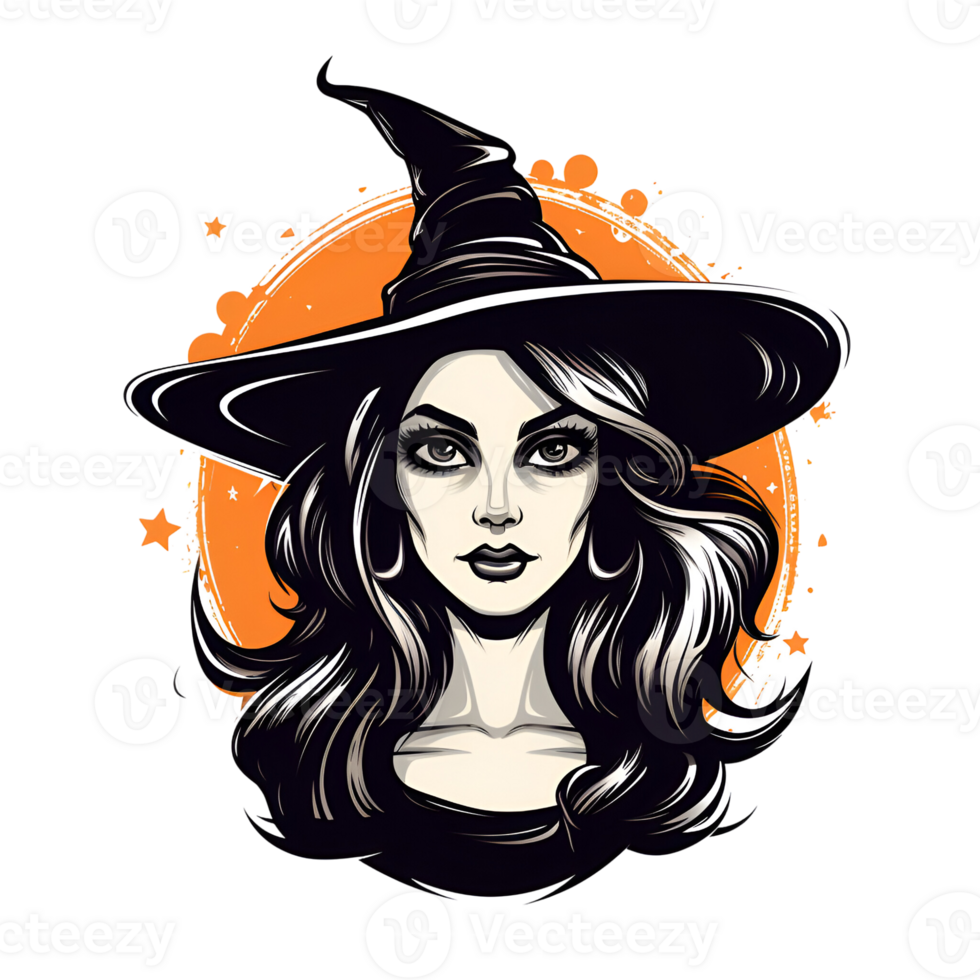 Cartoon Style Halloween Witch No Background Applicable to any context perfect for print on demand merchandise AI Generative png