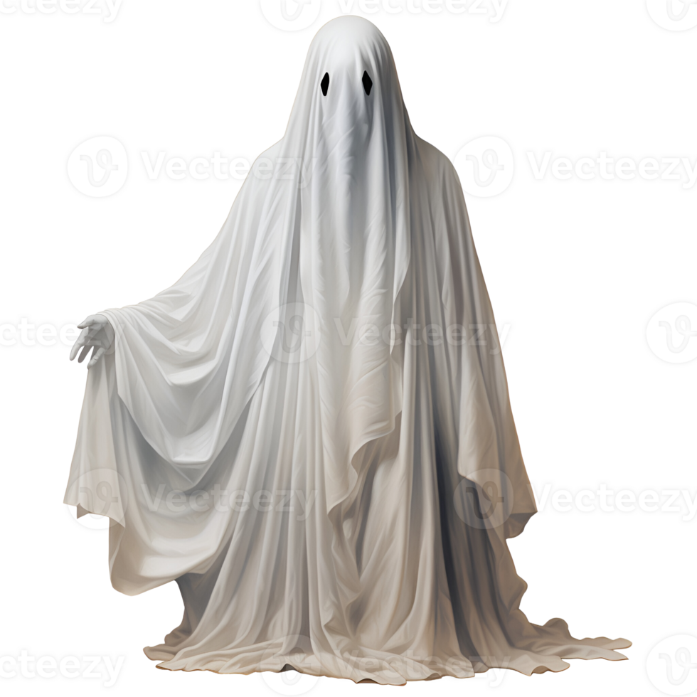 Halloween White Ghost No Background Image Applicable to any context Perfect for print on demand Merchandise AI Generative png