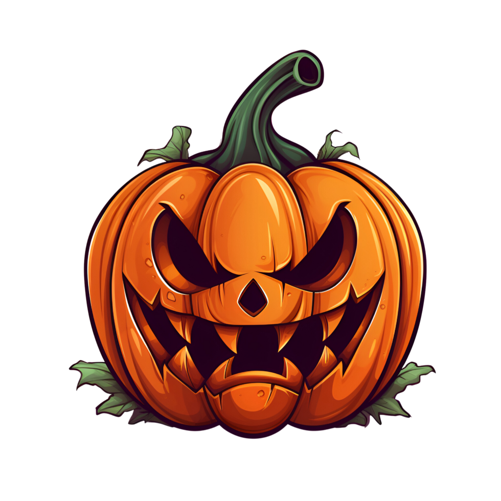 Cartoon Style Halloween Scary Pumpkin No Background Image Applicable to any Context Perfect for Print on Demand Merchandise AI Generative png