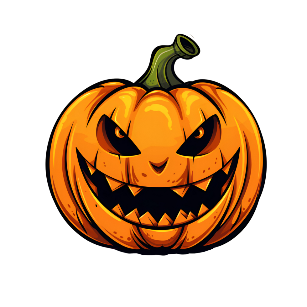 Cartoon Style Halloween Scary Pumpkin No Background Image Applicable to any Context Perfect for Print on Demand Merchandise AI Generative png