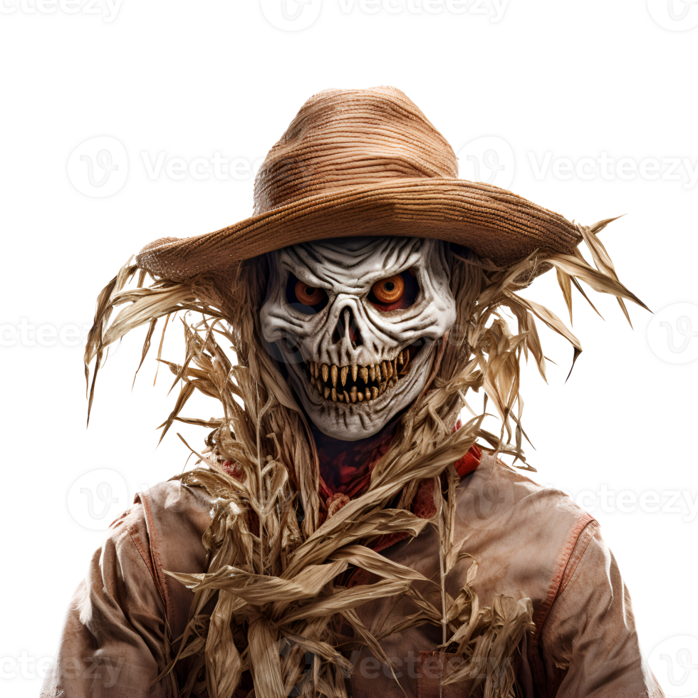 Halloween Style Straw Man Scarecrows No Background Applicable to any Context Perfect for Print on Demand Merchandise AI Generative png