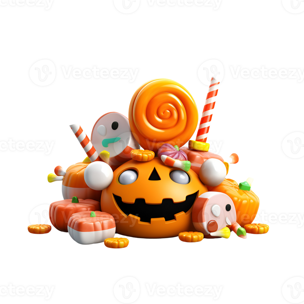 Cartoon 3D Style Halloween Candies No Background Applicable to any Context Perfect for Print On Demand Merchandise AI Generative png