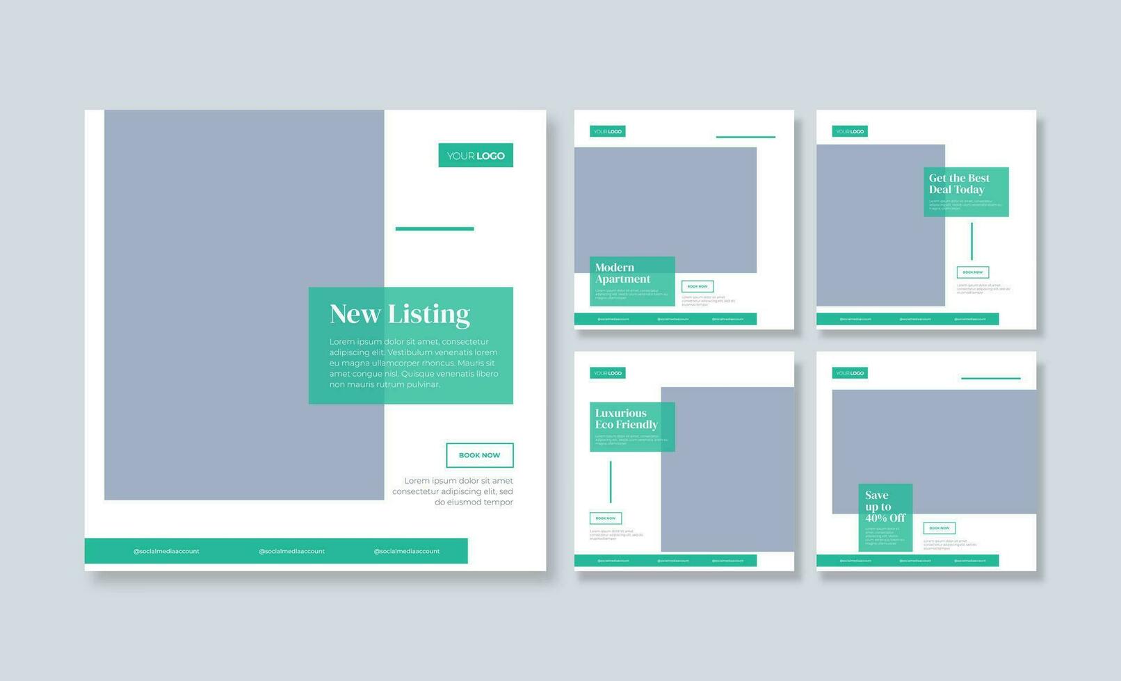 Modern real estate social media post template vector