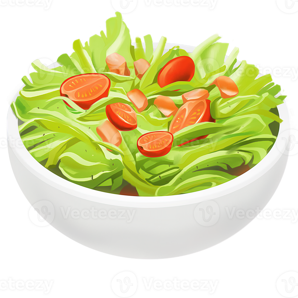 AI Generated Green Salad with tomatoes oil paint style, digital paint png