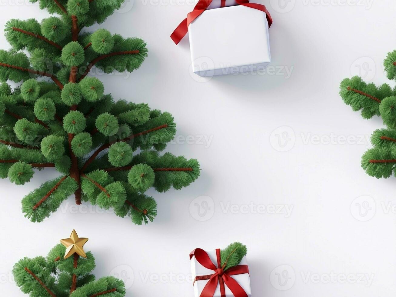 A blank white paper with a Christmas tree. Generative AI. free Stock Photo