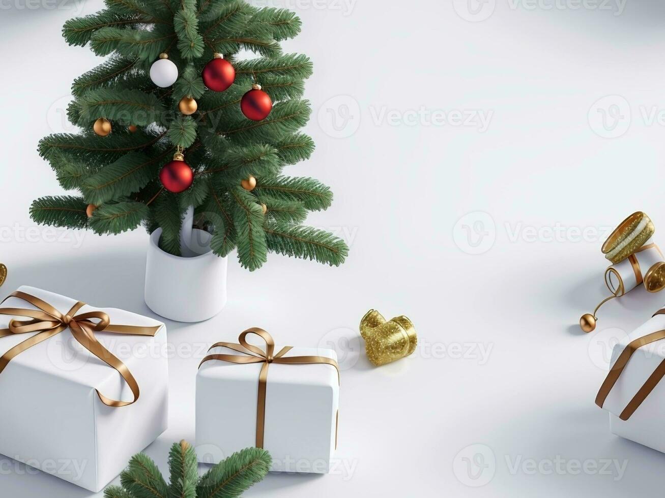 A blank white paper with a Christmas tree. Generative AI. free Stock Photo