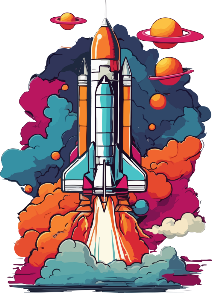 Rocket Digital Art Ready to Print Clip Art with AI Generative png