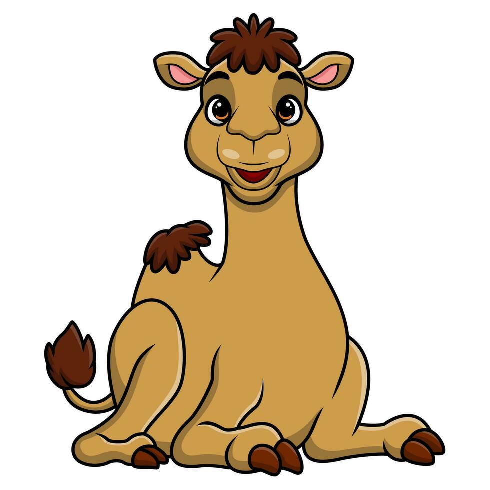 Cute camel cartoon on white background vector