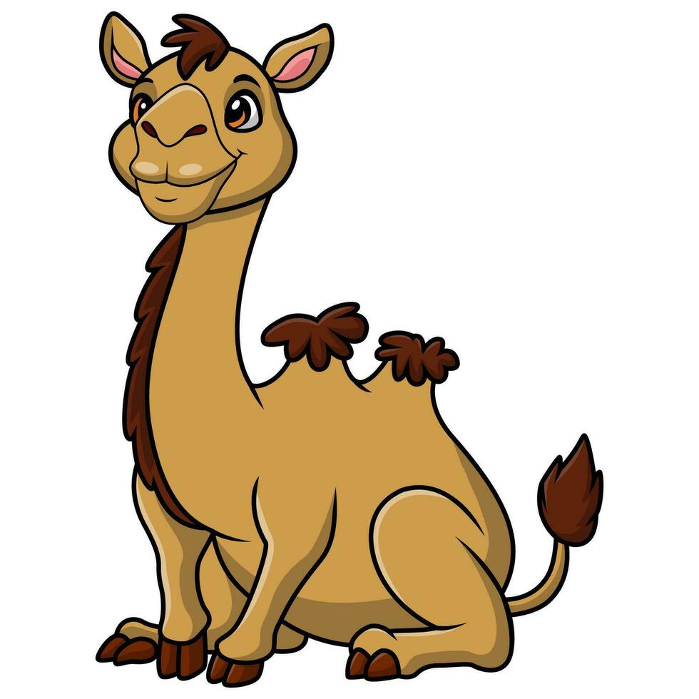 Cute camel cartoon on white background vector